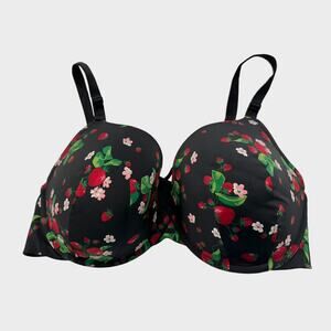 Torrid Curve 44DDD Floral Strawberry Print Black Padded Bra